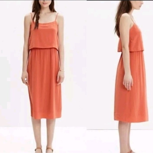 Madewell Dresses & Skirts - NWT Madewell 100% Silk Overlay Cami Dress Burnt Orange Sleeveless Dress Size 2